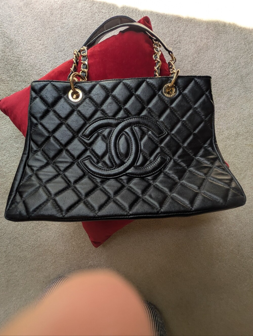 Vintage Chanel Leather Tote/Purse.  24kt Gold Plated Hardware.  Duster Bag Too.
